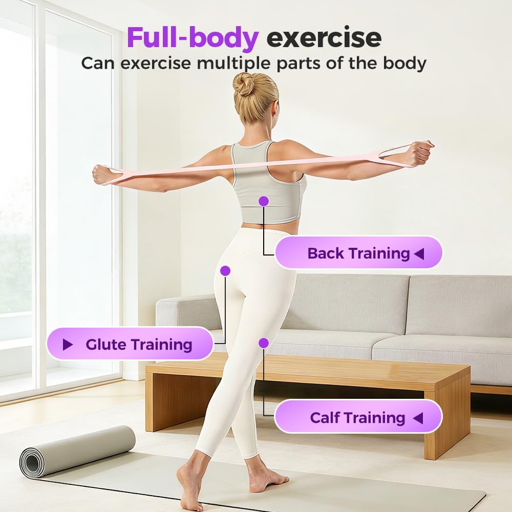 Figure 8 Resistance Bands for Women & Men - 35LB Silicone Pull Rope with Non-Slip Handles, Home Gym Yoga Equipment for Shoulder Back Arm