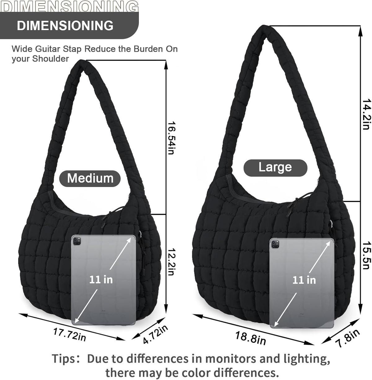 Quilted Puffer Tote Bag Purse Puffy Crossbody Shoulder Bag,Lightweight Nylon Hobo Bag Puffer Carryall Bag for Women Girl