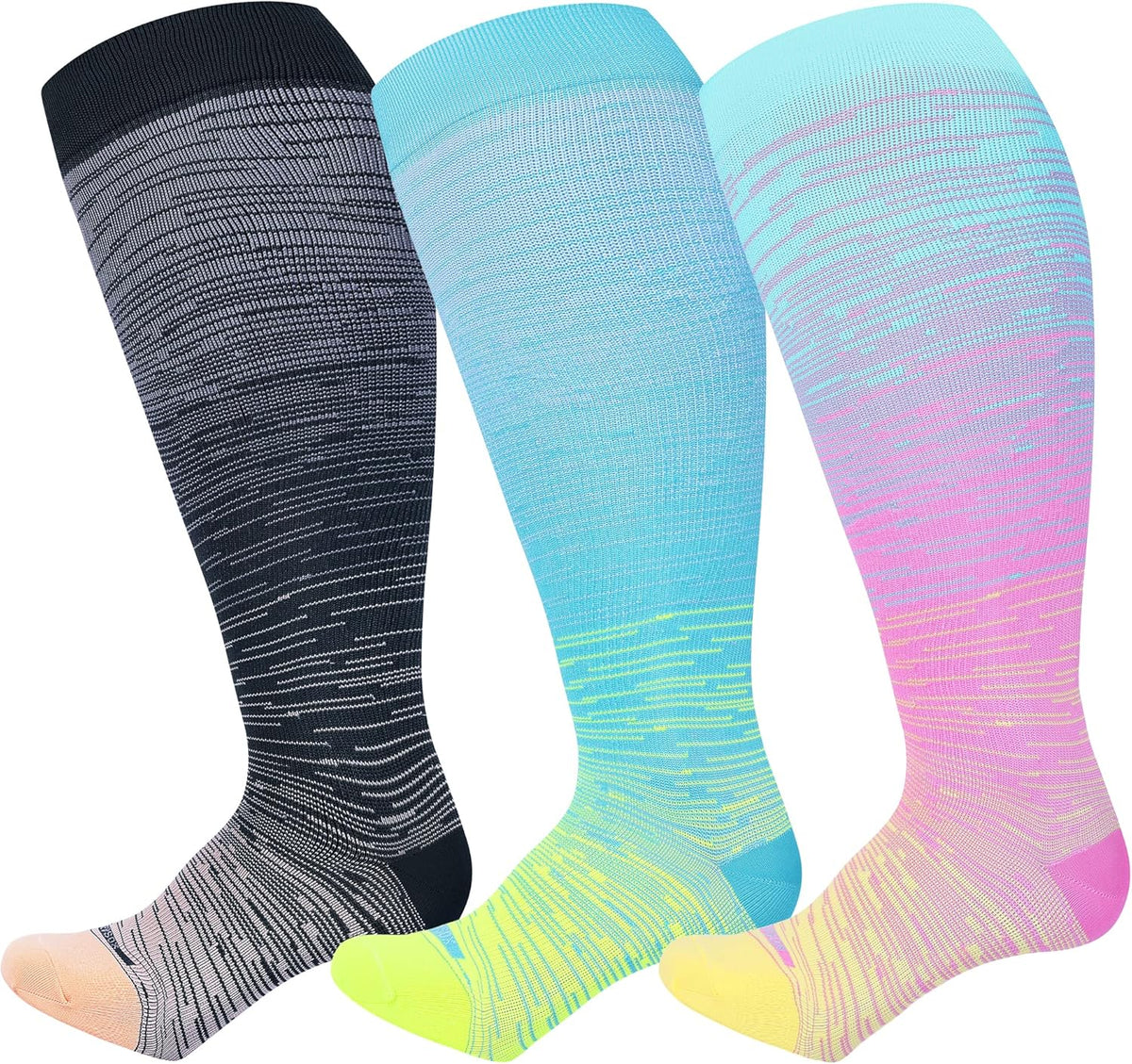 Pl Size Compression Socks for Women Men Wide Calf Extra Large 15-20 mmHg Knee High Sock for Nurses Pregnant Travel