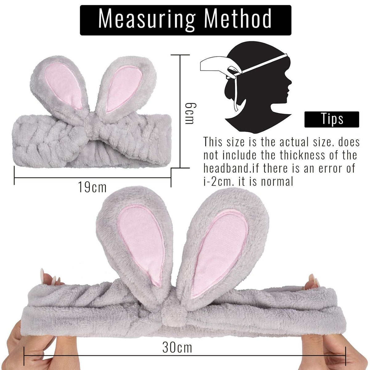 4 Pack Easter Bunny Makeup Headband Rabbit Ear Spa Hair Band Coral Fleece Elastic Head Wrap Stretchy Headband for Party Face Washing Beauty Shower Women Girls (Blue, White, Gray, Purple)