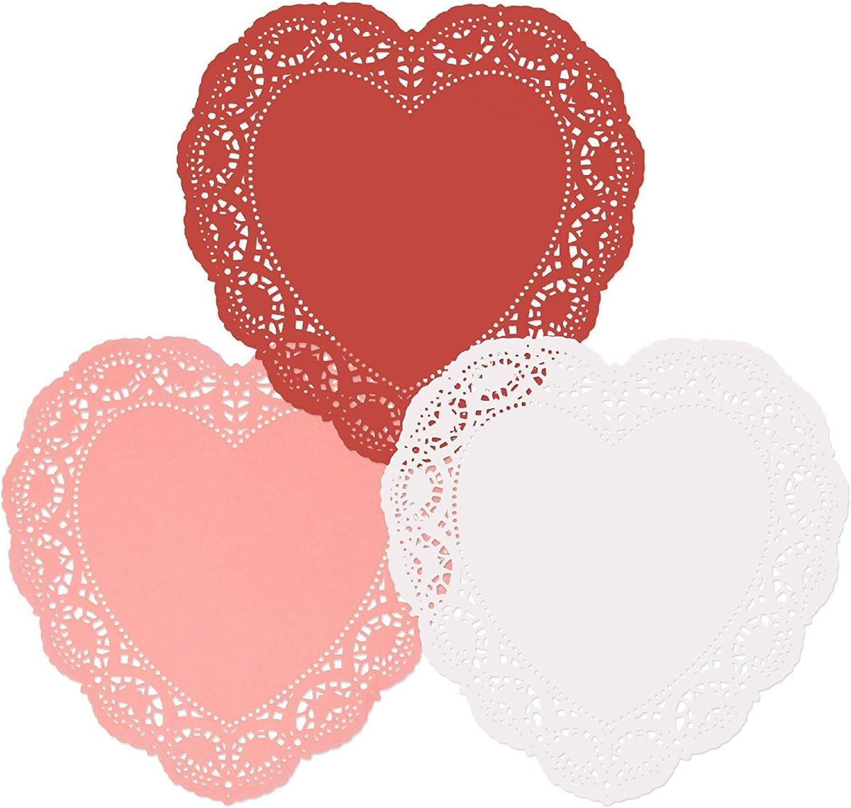 96 Count Heart Doilies 10" Red Pink and White Paper Lace Doilies for Valentine Day Decorations Crafts for Valentine's Day