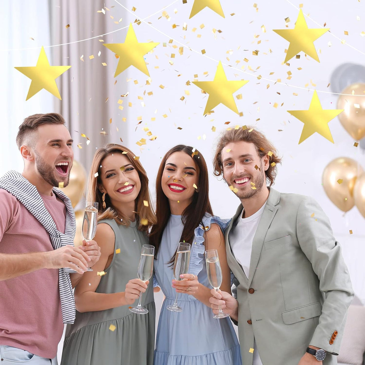 80 Pieces Stars Cutouts Glitter Double Printed Paper Cardboard Stars Decorations for Bulletin Board Classroom Wall Party Decoration Supply, 6 Inches(Gold)