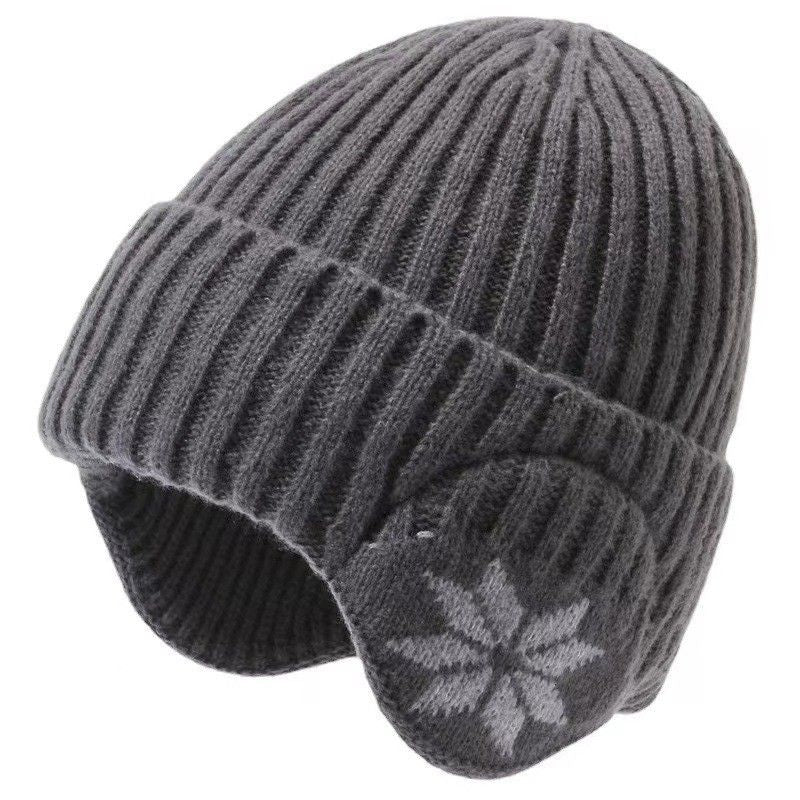 Winter Thick Fleece Lined Ear Protection Hat - Thermal Knit Beanie for Men Women - Warm Skull Cap for Cycling Outdoor Running - Gray