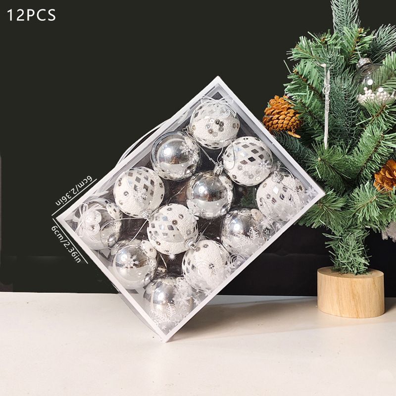 Christmas Balls Ornaments 12-Pack - 6cm Shatterproof Christmas Tree Decorations for Holiday Party Home Decor - Glossy White Gray