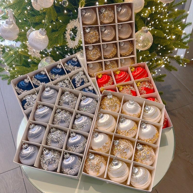 Christmas Balls Ornaments 12-Pack - 6cm Shatterproof Christmas Tree Decorations for Holiday Party Home Decor - Silk Thread Sapphire Blue