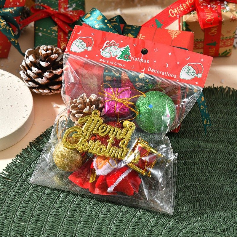 Christmas Decoration Gift Set 3-Pack - Small + Medium + Large Merry Christmas Ornament Bags with Bells, Pinecones, Butterfly Knots - Festive Xmas Tree Scene Layout Props for Home School Mall