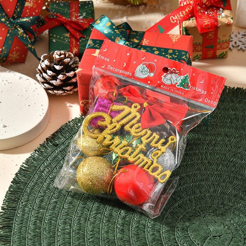 Christmas Decoration Gift Set 3-Pack - Small + Medium + Large Merry Christmas Ornament Bags with Bells, Pinecones, Butterfly Knots - Festive Xmas Tree Scene Layout Props for Home School Mall
