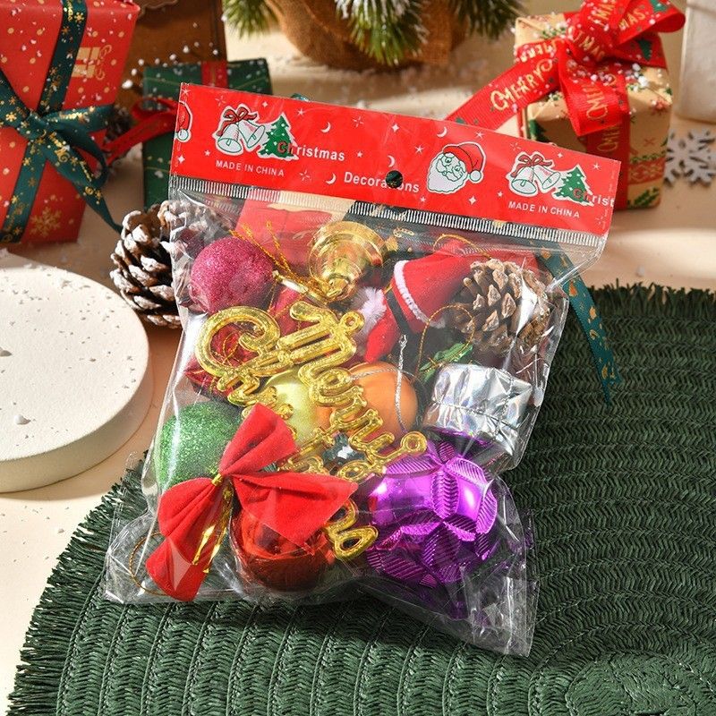Christmas Decoration Gift Set 3-Pack - Small + Medium + Large Merry Christmas Ornament Bags with Bells, Pinecones, Butterfly Knots - Festive Xmas Tree Scene Layout Props for Home School Mall