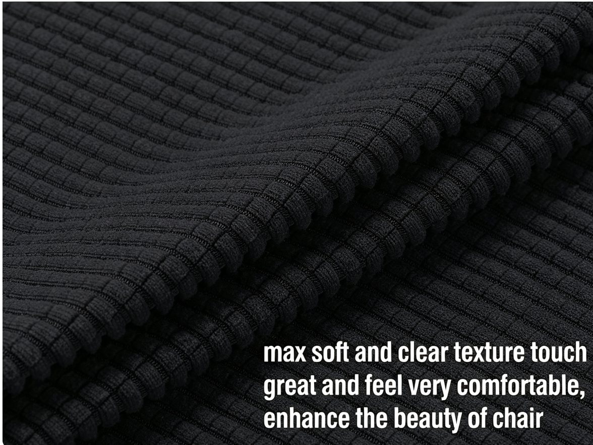 Stretch Full Cover Chair Cover 6-Pack - Waterproof Anti-Slip Elastic Seat Protector for Dining Room Hotel - Thick Warm Waffle Texture - Black (6-Pack)