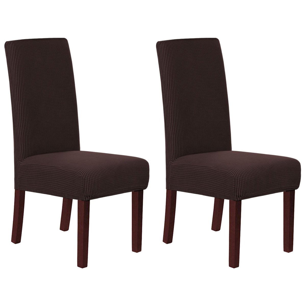 Stretch Full Cover Chair Cover 6-Pack - Waterproof Anti-Slip Elastic Seat Protector for Dining Room Hotel - Thick Warm Waffle Texture - Brown (6-Pack)