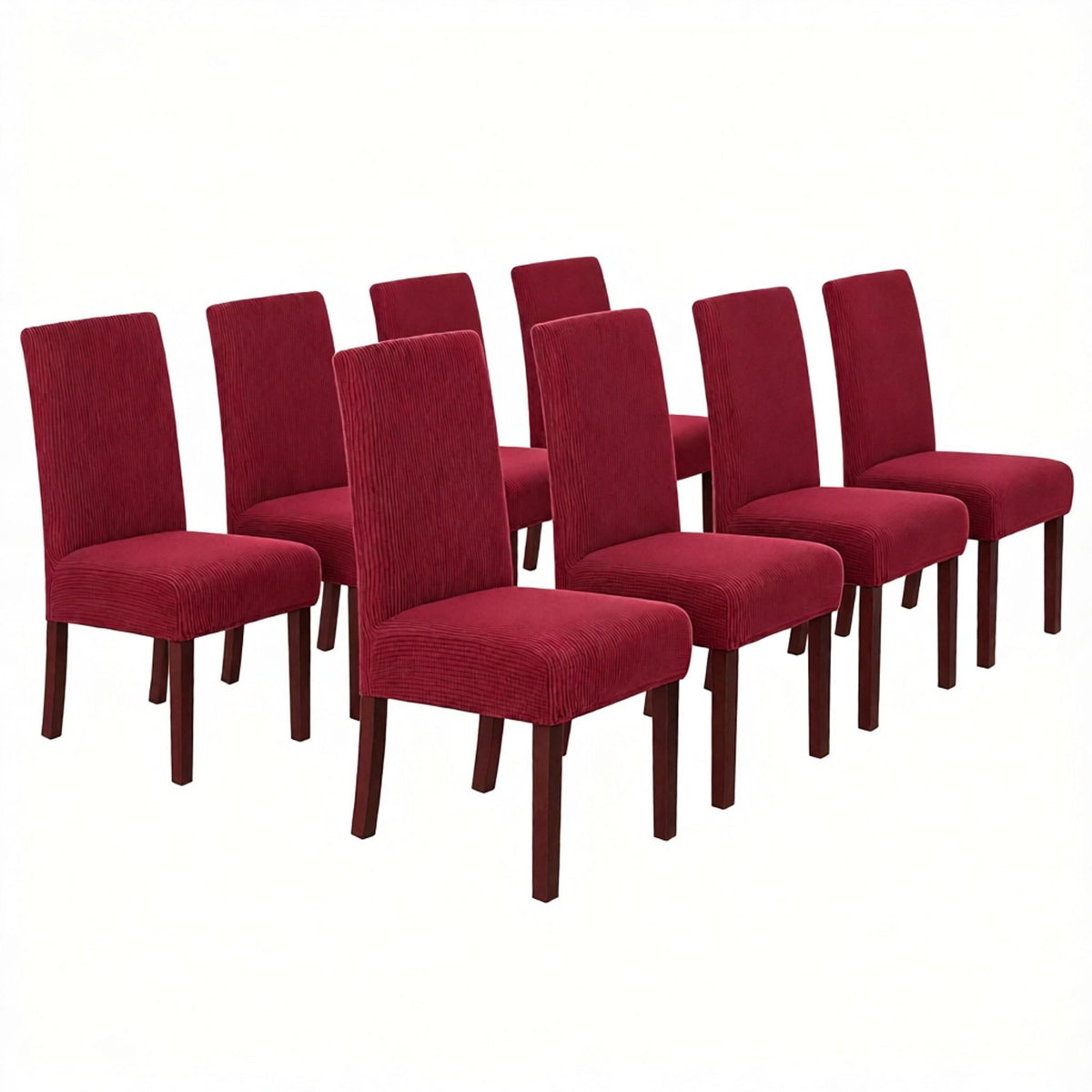 Stretch Full Cover Chair Cover 6-Pack - Waterproof Anti-Slip Elastic Seat Protector for Dining Room Hotel - Thick Warm Waffle Texture - Burgundy (6-Pack)