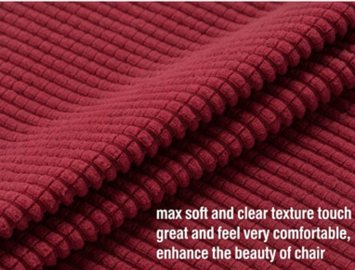 Stretch Full Cover Chair Cover 6-Pack - Waterproof Anti-Slip Elastic Seat Protector for Dining Room Hotel - Thick Warm Waffle Texture - Burgundy (6-Pack)