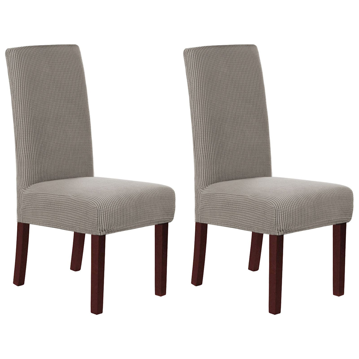 Stretch Full Cover Chair Cover 6-Pack - Waterproof Anti-Slip Elastic Seat Protector for Dining Room Hotel - Thick Warm Waffle Texture - Taupe (6-Pack)