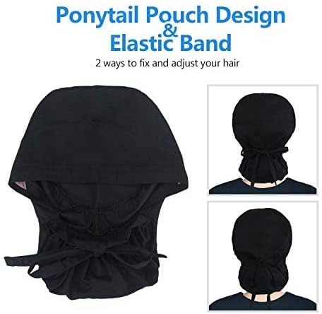Adjustable Working Cap with Button, Cotton Working Hat Sweatband, Elastic Bandage Tie Back Hats for Women & Men, One Size