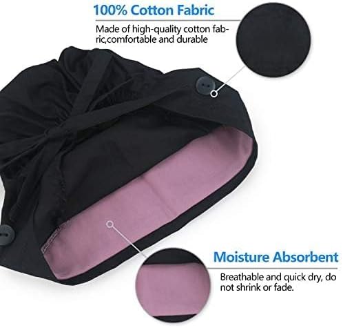 Adjustable Working Cap with Button, Cotton Working Hat Sweatband, Elastic Bandage Tie Back Hats for Women & Men, One Size