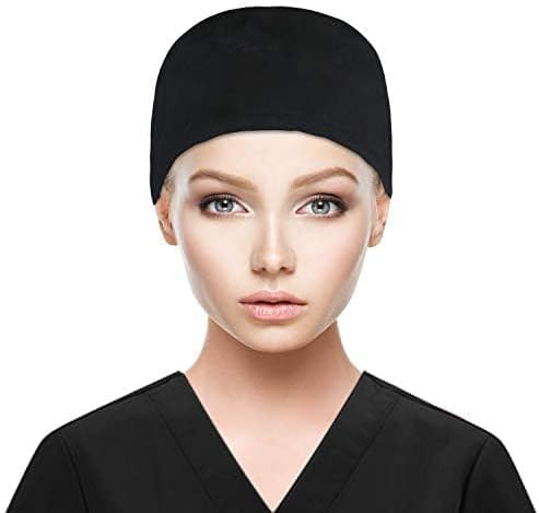 Adjustable Working Cap with Button, Cotton Working Hat Sweatband, Elastic Bandage Tie Back Hats for Women & Men, One Size