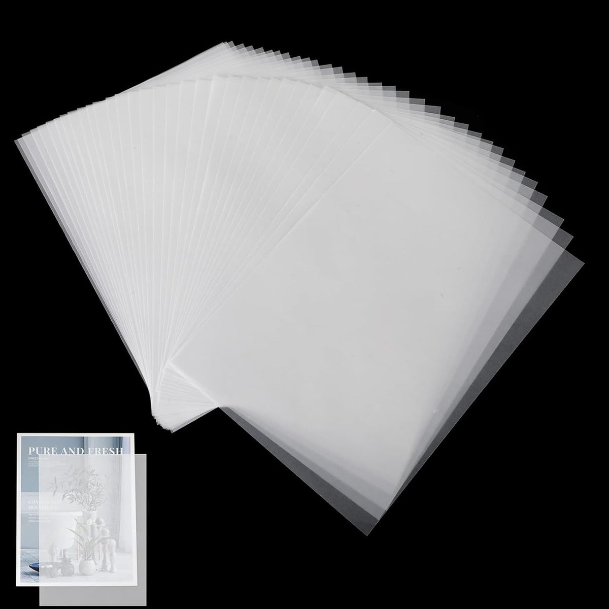 Translucent Sulfuric Paper A4 Tracing Paper 50 Sheets Copy Transfer Sulfuric Acid Paper for Animation Calligraphy Drawing Copying