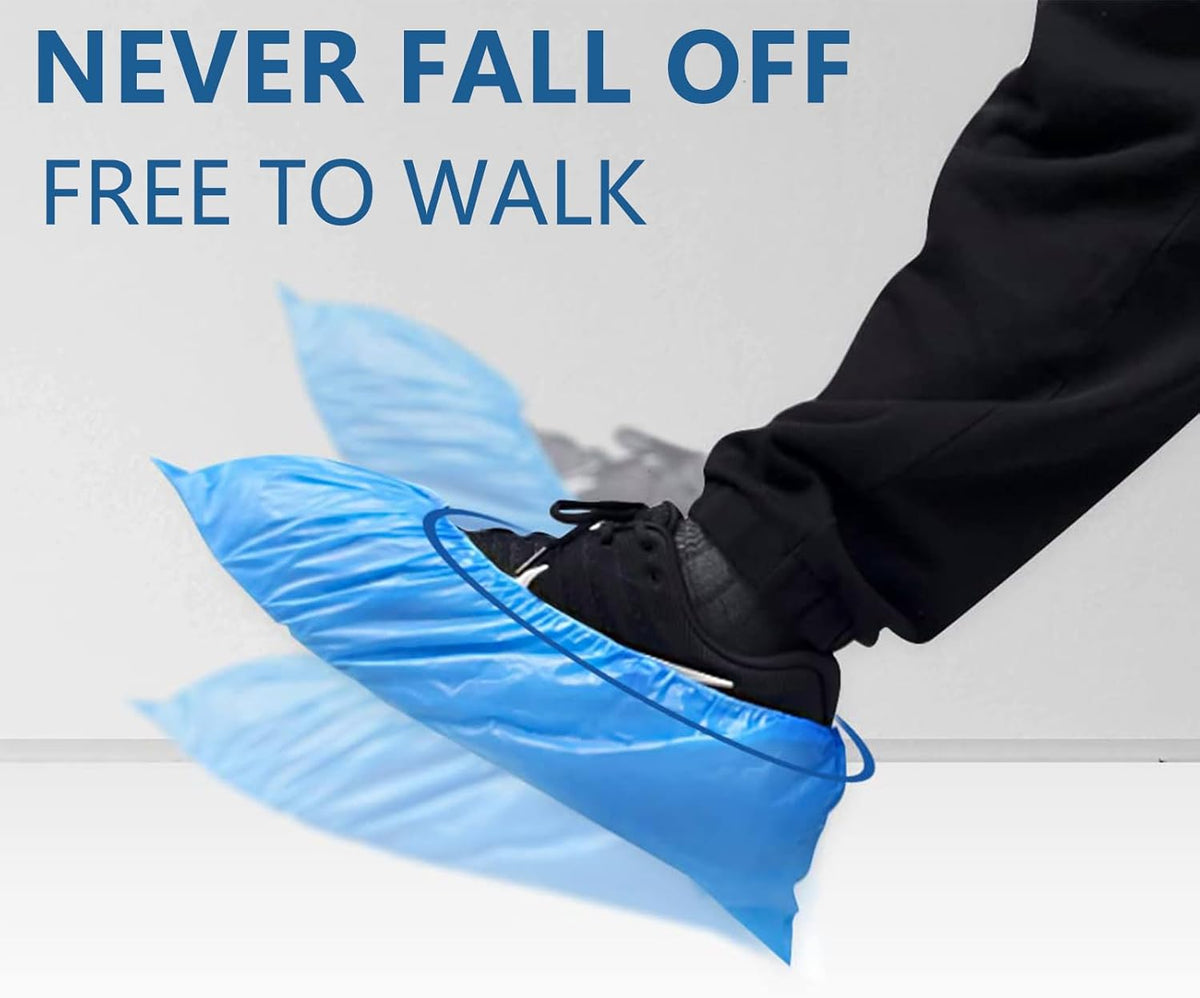 Shoe Covers Non Slip, 100 Pack (50 Pairs) Extra Thick Disposable Boot Covers, Non Woven Fabric Boot Covers for Indoors, Durable Protector Covers for Men and Women (Blue)