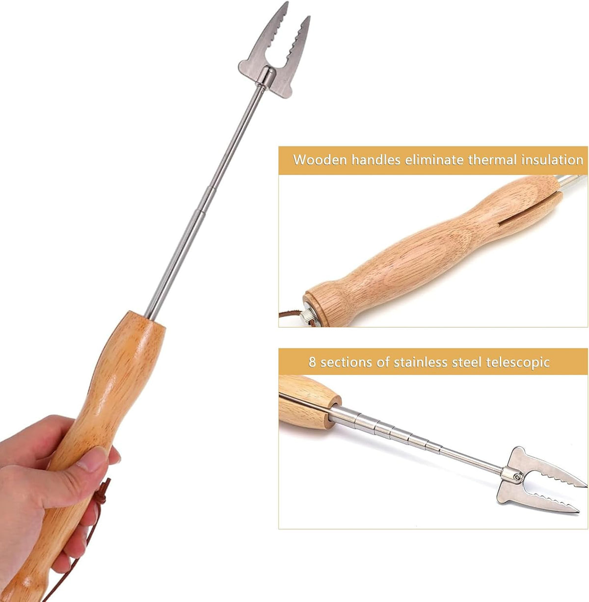 6 Pcs Marshmallow Roasting Sticks, 32 Inch Long Stainless Steel SmoresSticks Extendable Marshmallow Sticks Barbecue Forks for Fire Pit Campfire BBQ