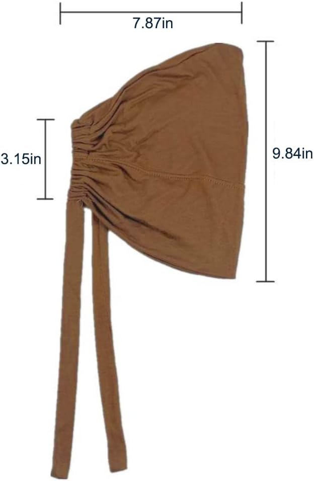 4 Pcs Women Hijab Undercap Muslim Inner Beanies Cap with Tie Back Closure Adjustable Underscarf Hat Chemo Turban Cap