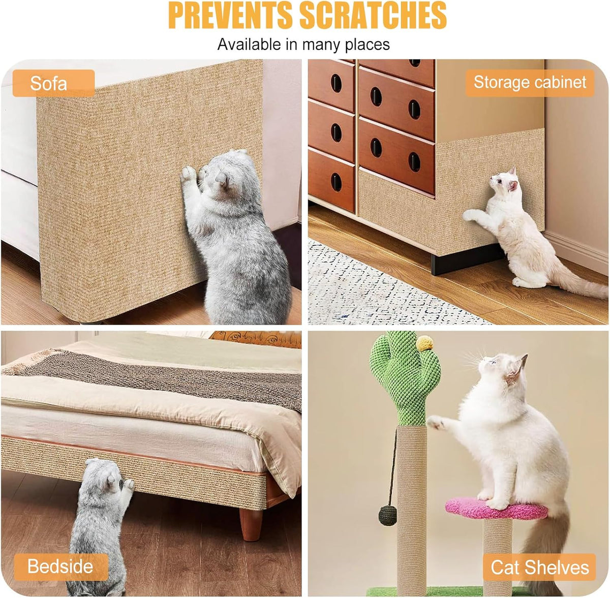 Cat Scratching Carpet,15.8"x78.7"Cat Climbing Pad,Self-Adhesive Cat Scratch Mat,Sticky Scratch Wall Mat, Furniture Protector for Floor Couch Sofa Door Corner(Khaki)