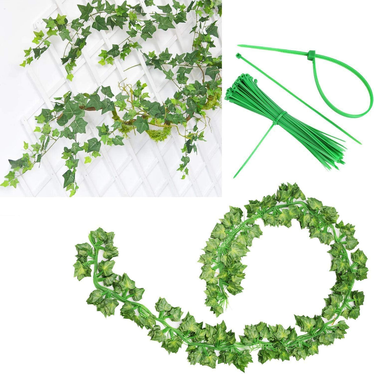 48 Pack Fake Vines for Room Decor Artificial Ivy Garland with Clip Green Flowers Hanging Plants Faux Greenery Leaves Bedroom Aesthetic Decor for Home Garden Wall Wedding
