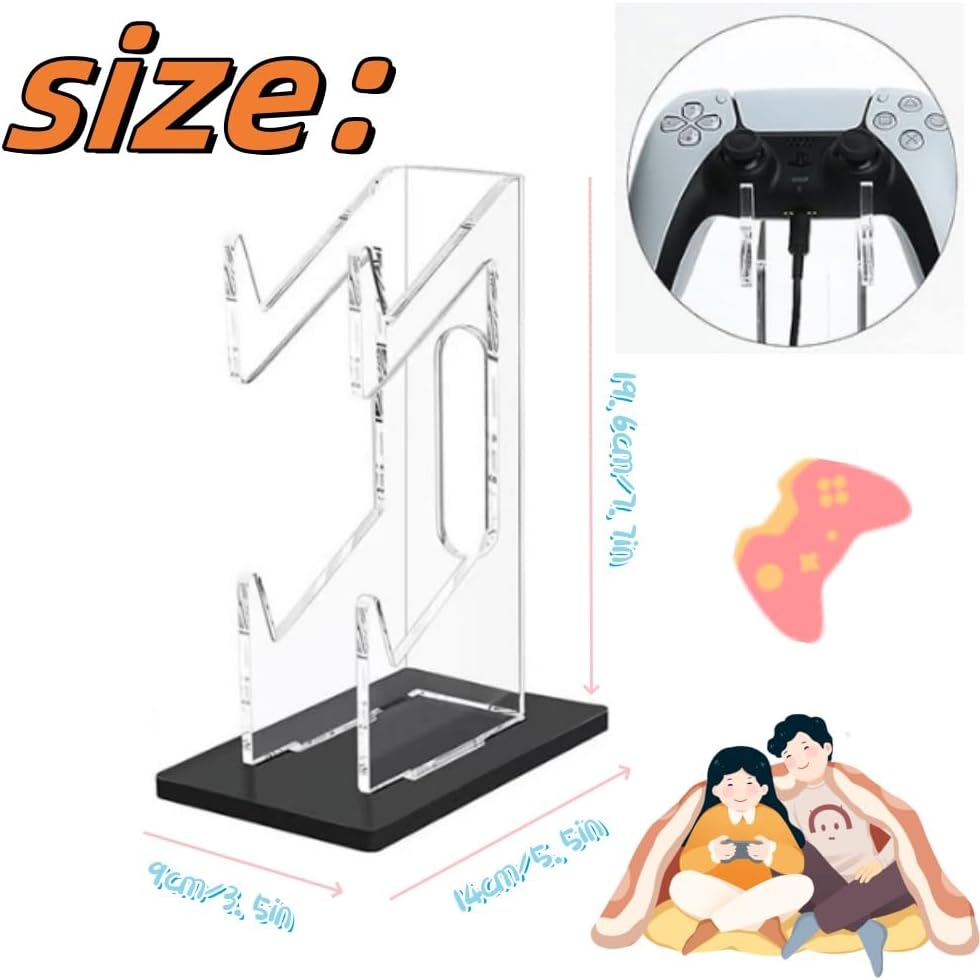 Universal Dual Game Controller Holder Desk Stand for PS4 PS5 Xbox ONE Switch, Perfect Display and Organization, Gaming Controller Accessories(Transparent Acrylic) (2T/Black)