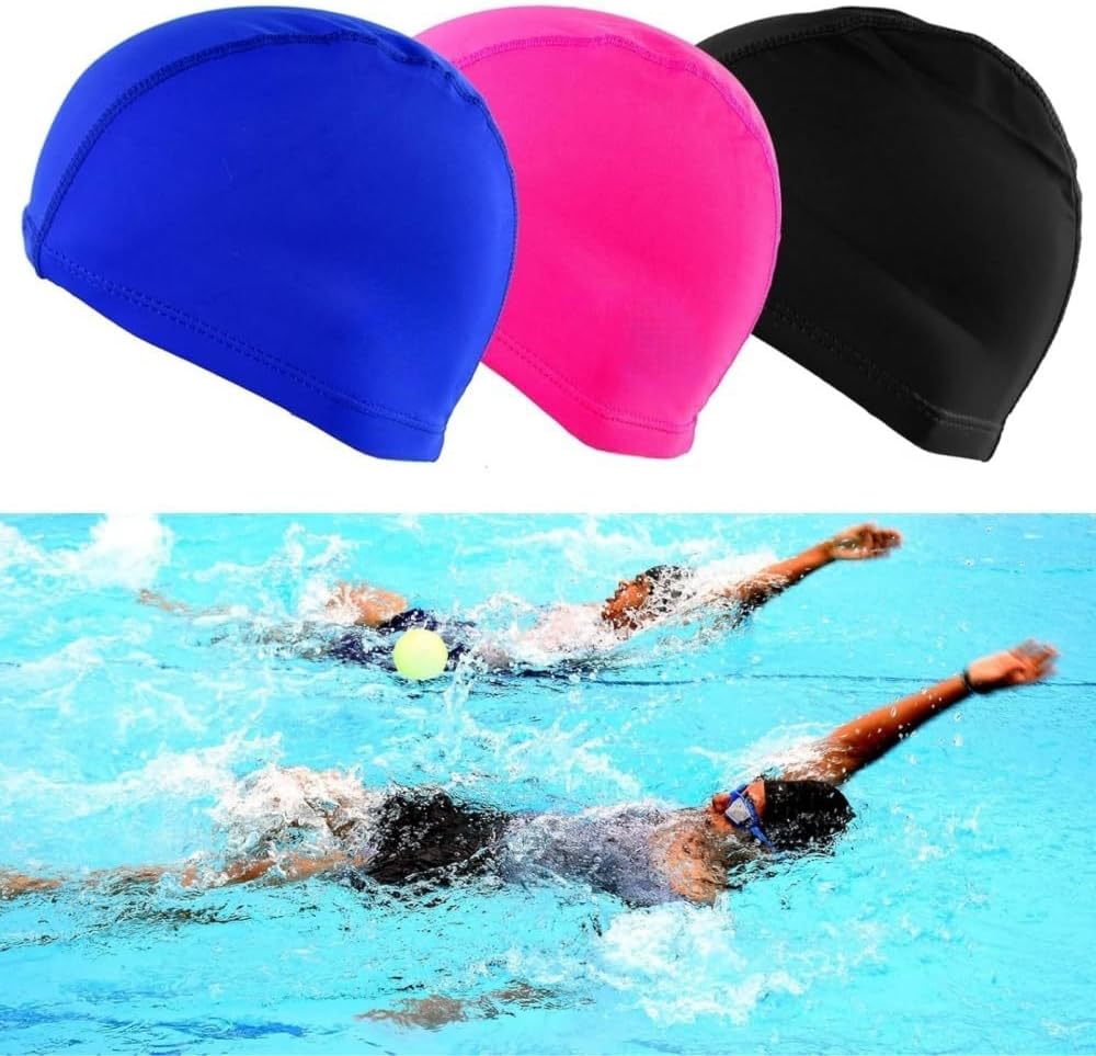 Swimming Cap,5 Pack Nylon Spandex Fabric Comfortable and Not Tight Bathing Swim Cap,for Adult Men Women and Kids,Pure Color