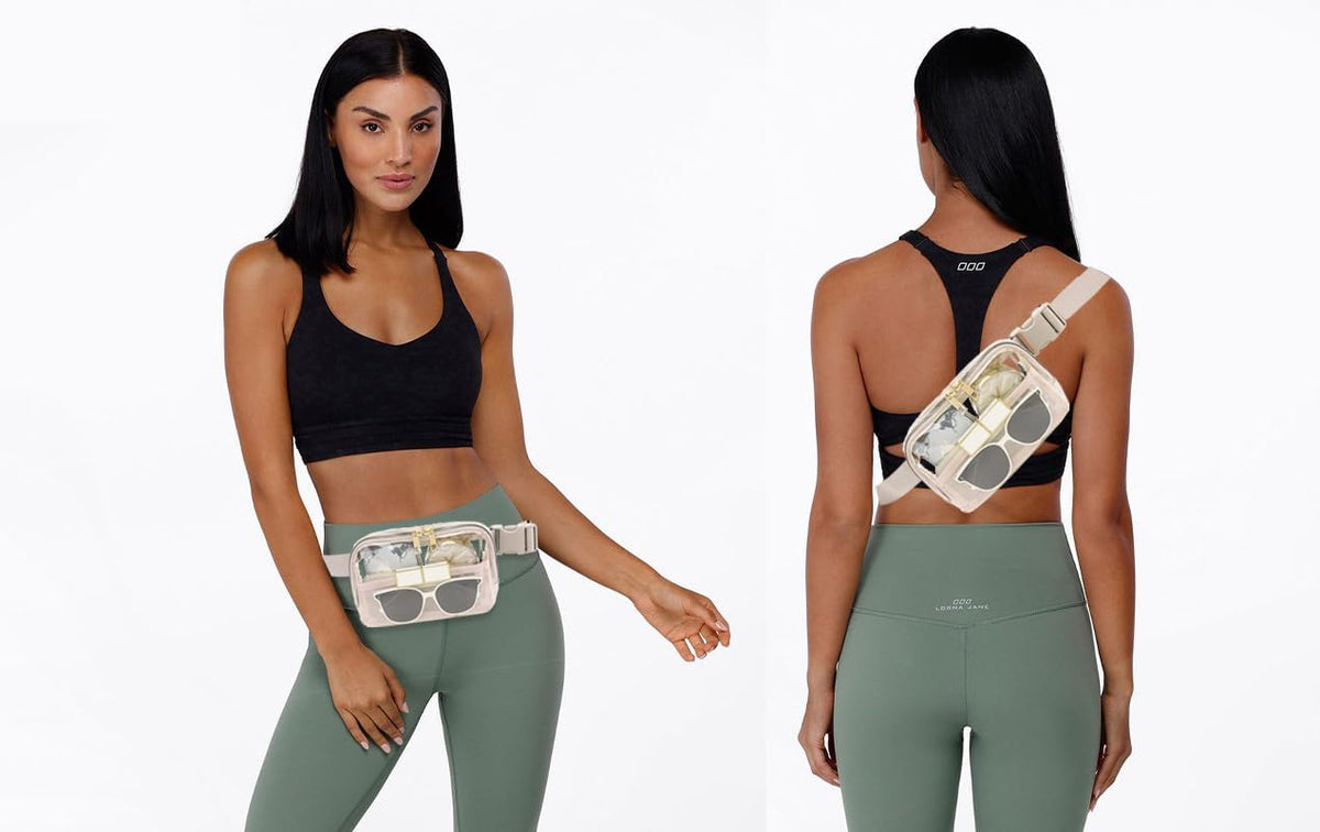 Clear Belt Bag Clear fanny pack stadium approved for Women Men with Adjustable Strap Clear Crossbody Bag Waist Bag for Concerts Sports Travelling Hiking Running, BEIGE, Small, Fashion