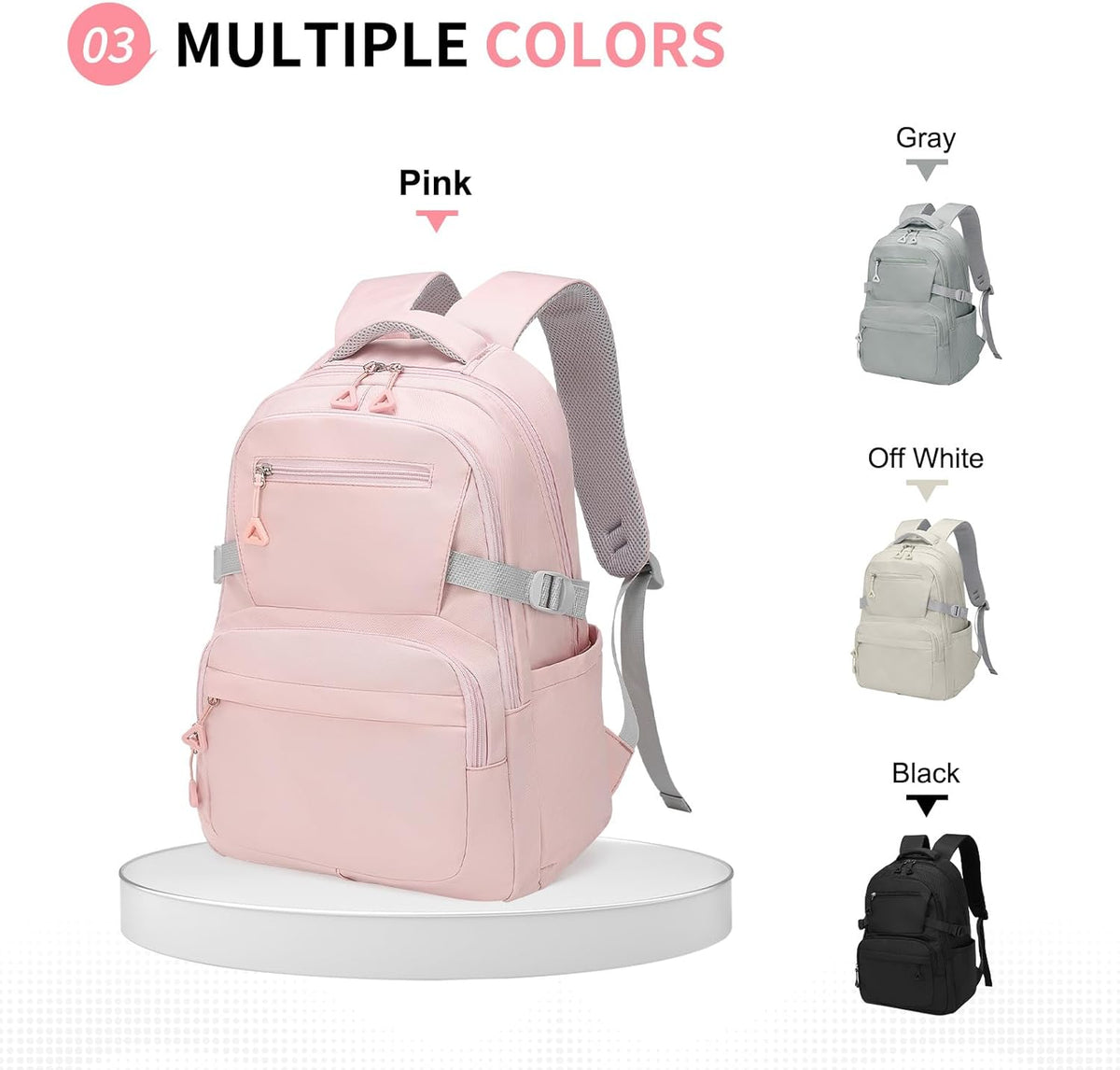 Girls Backpack, Lightweight Aesthetic Bookbag with Anti-Theft Pocket, Laptop Backpack for College and Daily Use
