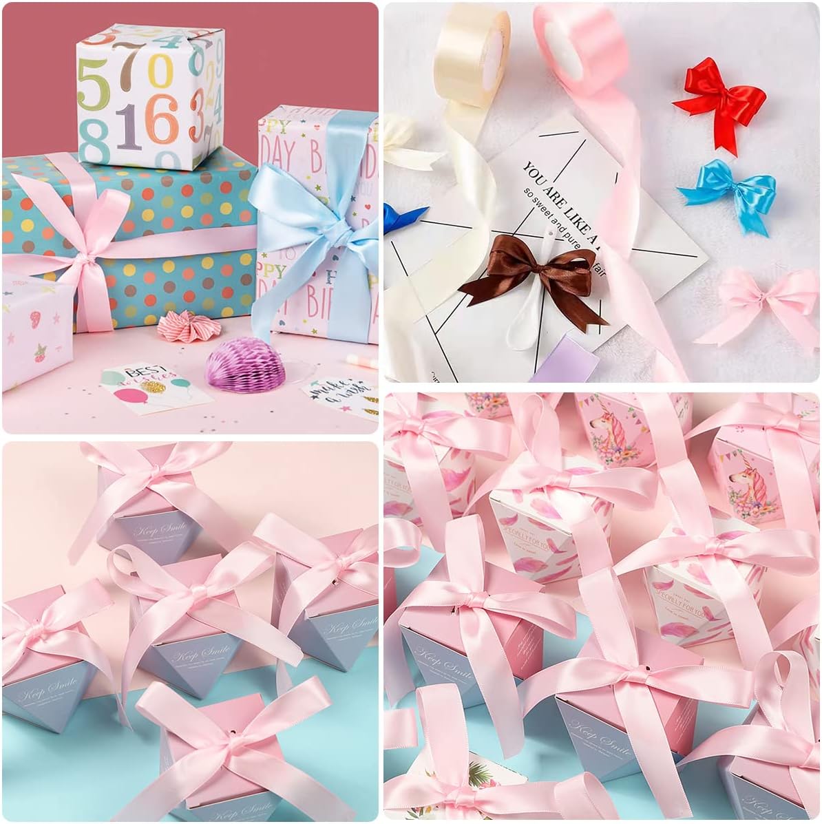 Blush Pink Ribbon 2 Inch x 25 Yards, Satin Fabric Ribbon for Christmas Gift Wrapping, Bows Making, Floral Bouquets, Wreaths, DIY Handicrafts, Sewing Projects, Birthday and Wedding Party Decoration