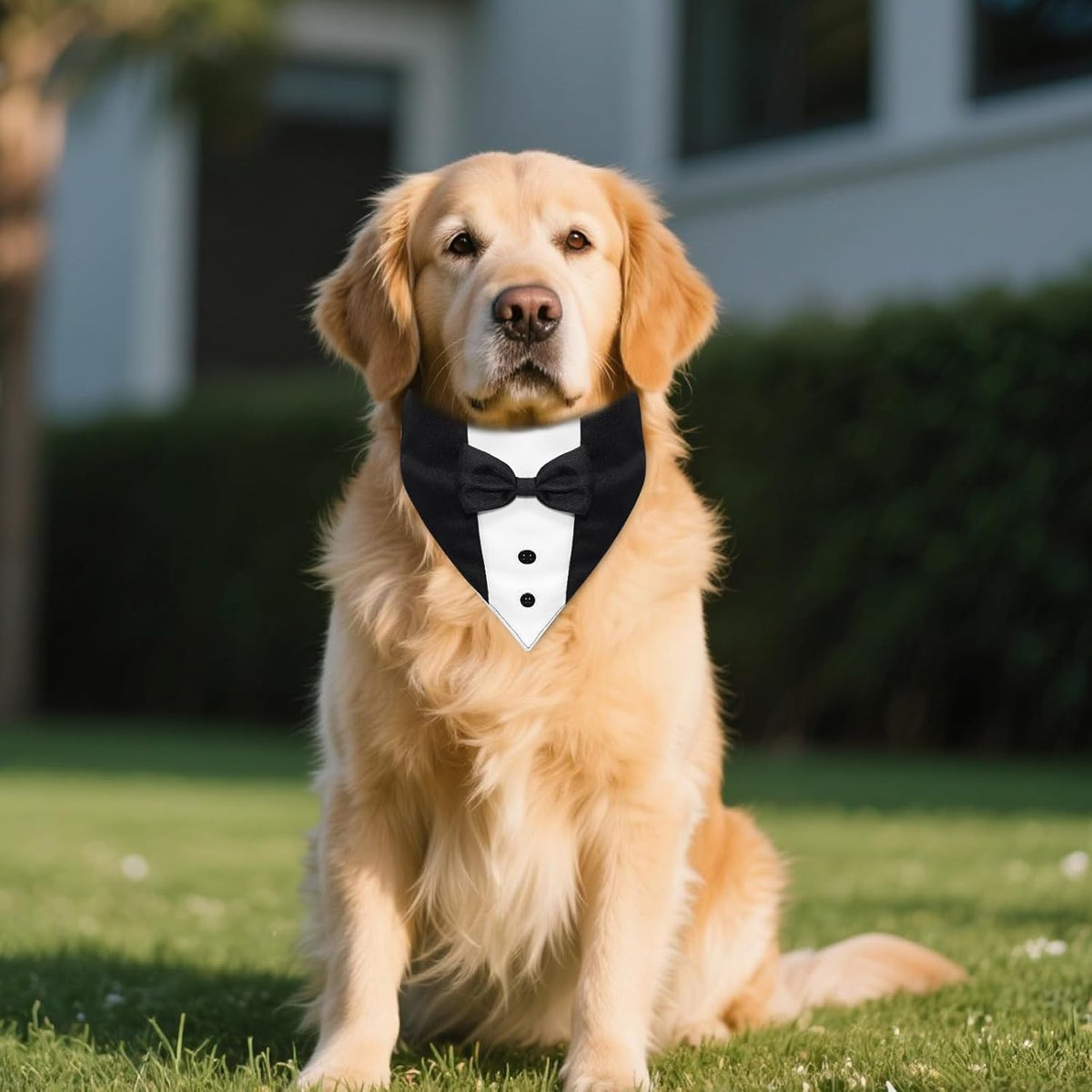 Dog Tuxedo, Formal Dog Wedding Marriage Bandana Bow Tie Collar Adjustable Cat Costume Pet Party Tux for Small, Medium and Large Dogs Engagement Birthday