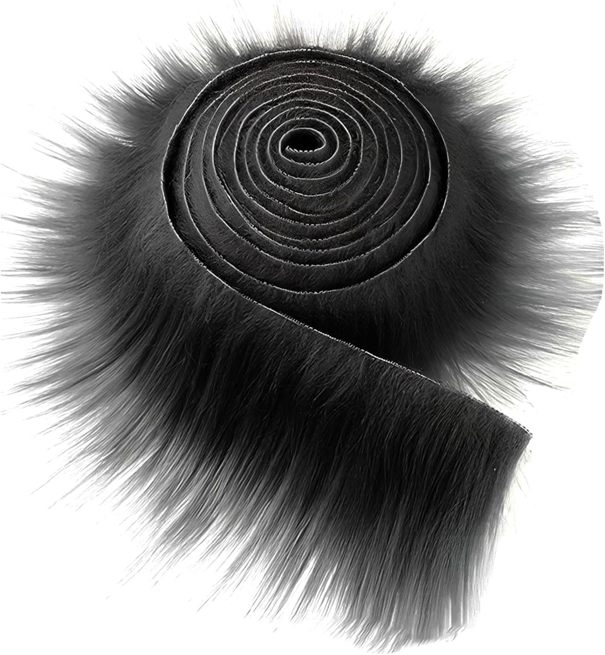 2x59 Inch Shaggy Faux Fur, Plush Faux Fur Fabric Strips, Super Soft Craft Precut Strip for DIY Craft Cosplay Costume Christmas Halloween Santa Claus Gnome Beard Hair Dwarf Decoration (Black)