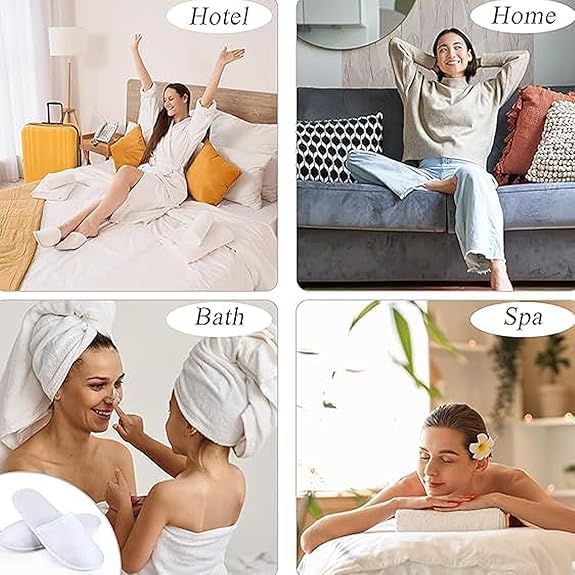 8 Pairs Spa Slippers for Men and Women, Comfortable Non-Slip Disposable Hotel Slippers, Breathable Soft Cotton House Guest Slippers for Travel Guests Hotel Home Salon
