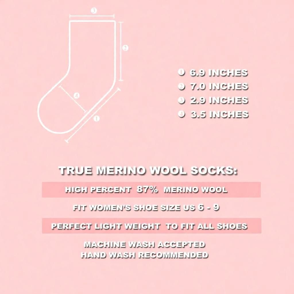 Women's Thin Merino Wool Socks, Multi Colors Soft Dress Socks,Warm Breathable Crew Casual Socks 3/6 Pairs Pack