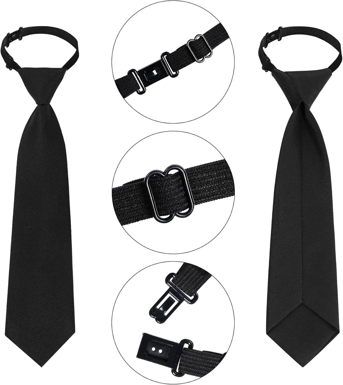 2pcs Boy's Necktie Pre-tied Adjustable Neck Strap Tie for Wedding Graduation School Uniforms