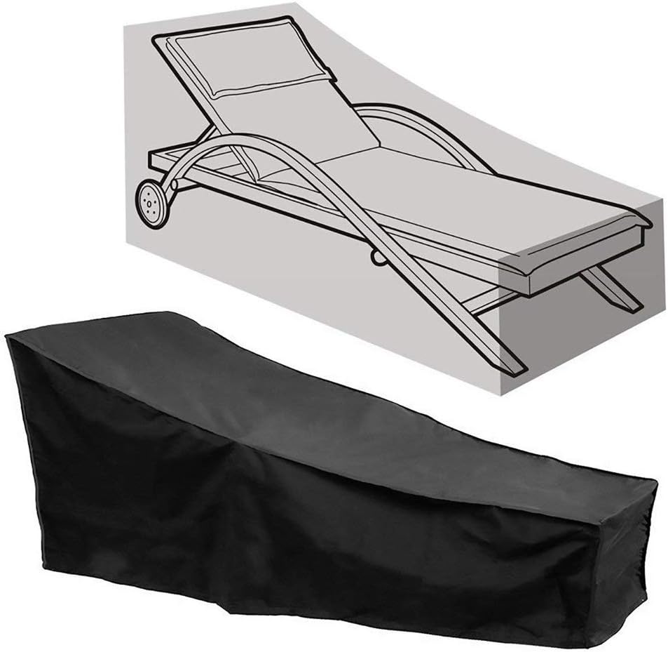 Sun Lounger Cover Waterproof Patio Chaise Lounge Chairs Cover Sunbed Recliner Protective Cover Outdoor Garden Furniture Cover 208 x 76 x 41/79cm