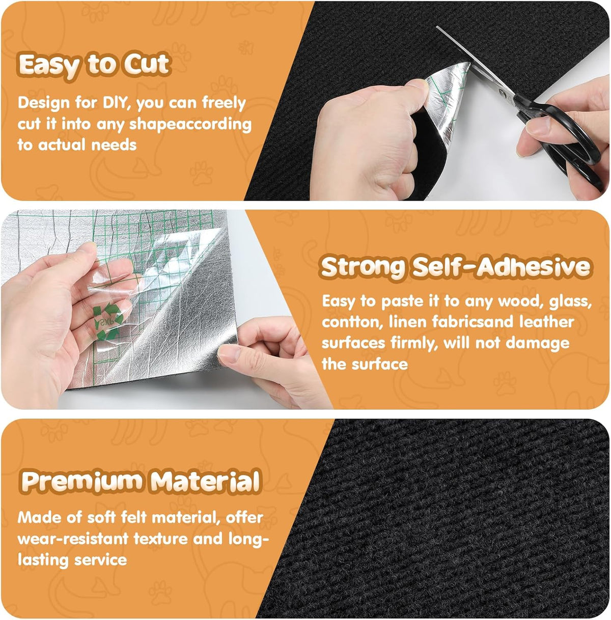 78.7"x15.8" Cat Scratching Mat - Trimmable Self Adhesive DIY Climbing Cat Scratcher Pad Replacement for Cat Tree Shelves and Post Cat Scratch Furniture (Light Grey)
