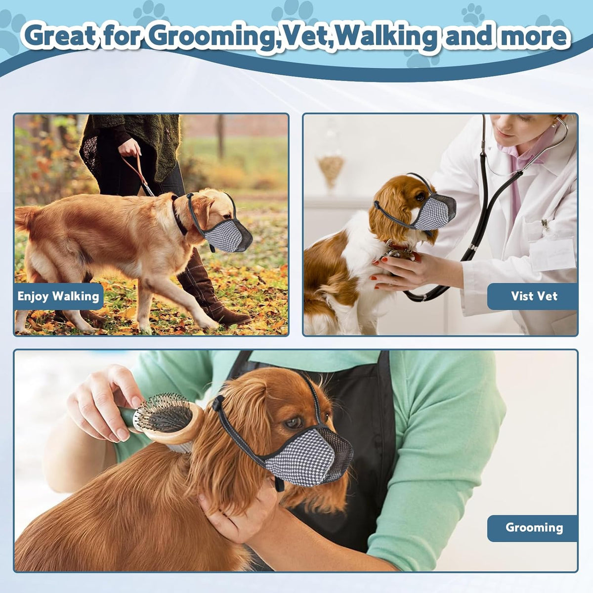Muzzle for Small Dogs with Adjustable Straps, Breathable Mesh Small Dog Muzzle for Biting Chewing Licking Grooming or Eating Everything, Reflective Tape Design, Lightweight and Portable (XS)