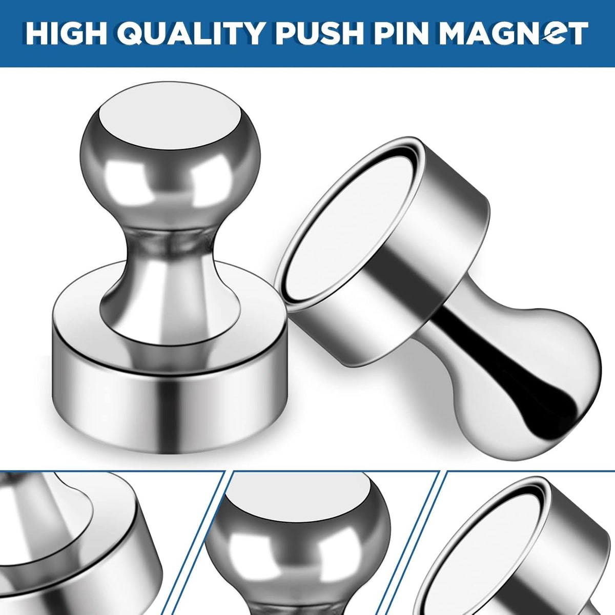 90Pcs Refrigerator Magnets - Strong Neodymium Fridge for Whiteboard, Metal Push Pin Magnets, Ideal Kitchen, Office, School