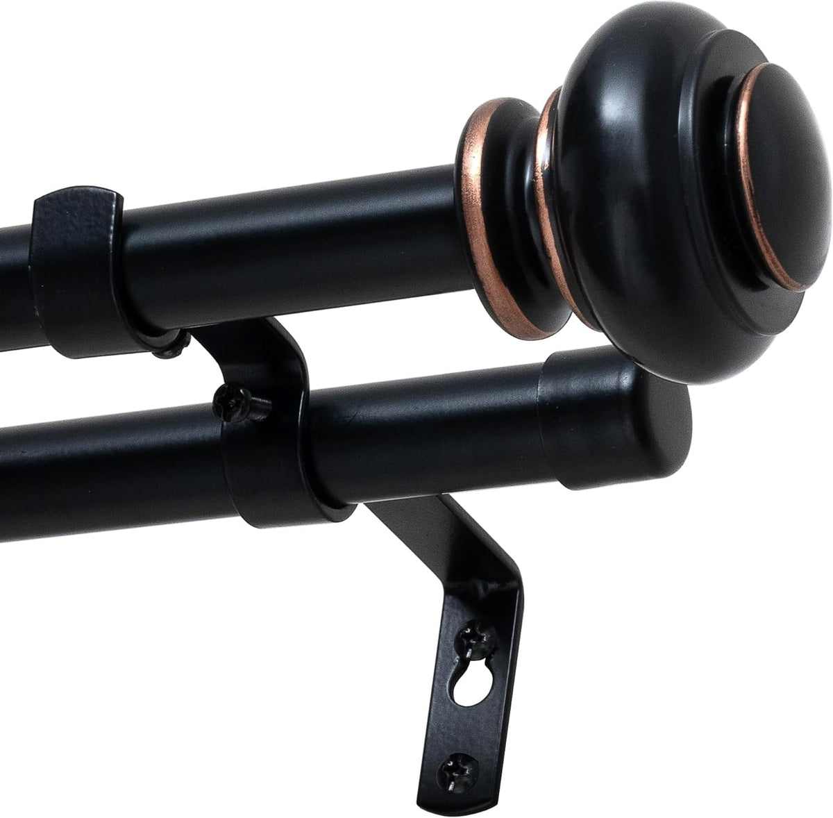 Double Curtain Rods for Windows 16.2 to 90.6 Inches 3/4 inch Diameter Adjustable Decorative Telescoping Rod with Brackets Heavy Duty Splicing Rods, Black 16.2"-90.6"
