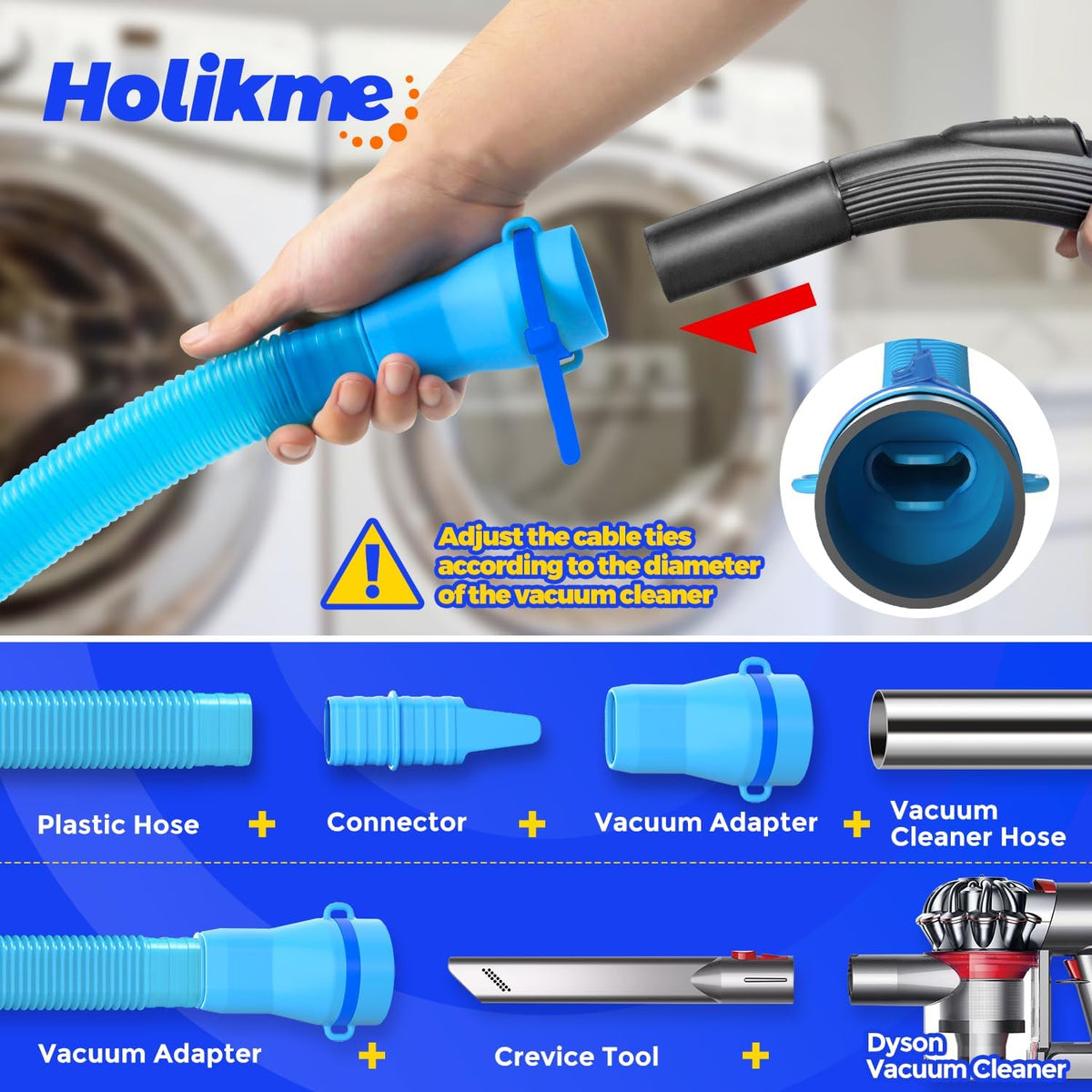Dryer Vent Cleaner Kit - Lint Vacuum Attachment and Flexible,Dryer Hose Attachment,Light Blue 1p-blue
