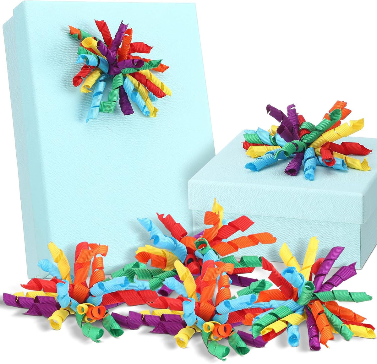 12 Pcs Rainbow Curly Bows Colorful for Gift Wrapping Self-Adhesive Bow Presents Wine Bottle Ribbon Birthday Wedding Bridal Shower Holiday Party Favors 4.5-5 x in(LxW)