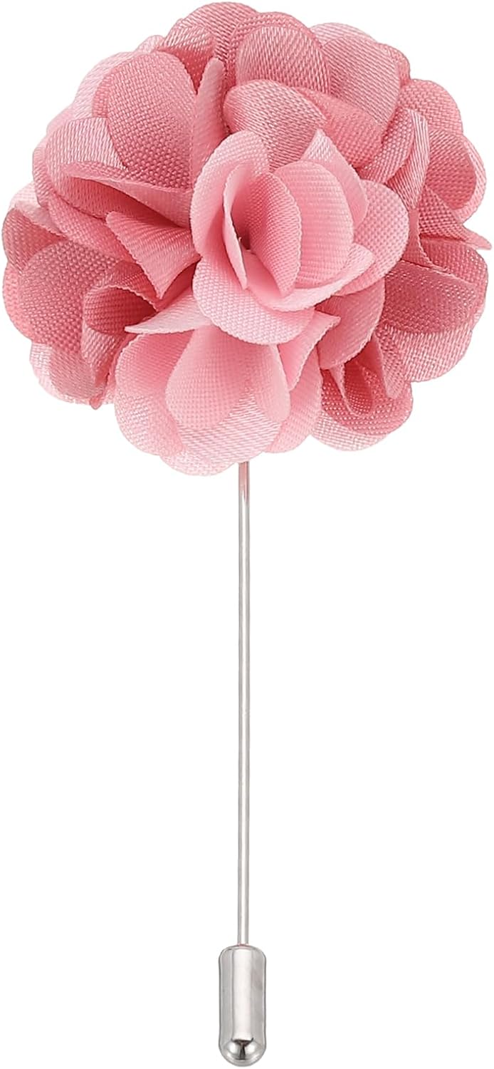 Flower Boutonnieres Pin, Lapel Pin for Men Camellia Wedding Graduation Anniversary Brooch Outfit Accessories Dark Pink/Light Pink -