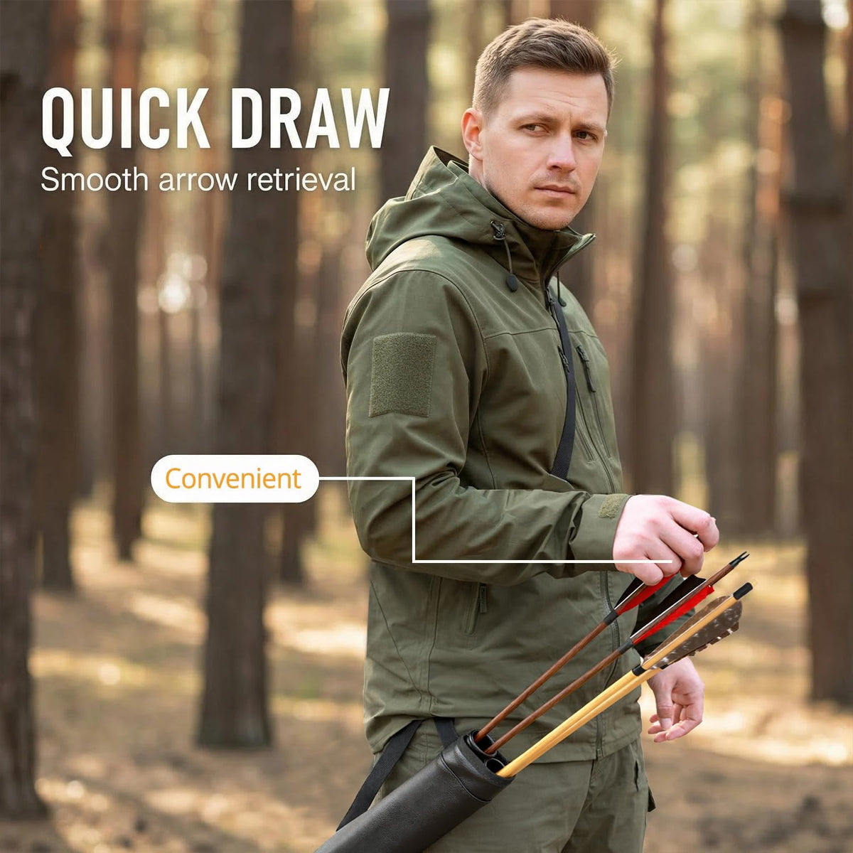 Archery Arrow Quiver Hip Tube with 2-Tubes and Belt Clip Lightweight for Youth Carbon Wooden Crossbow Arrows Holder -