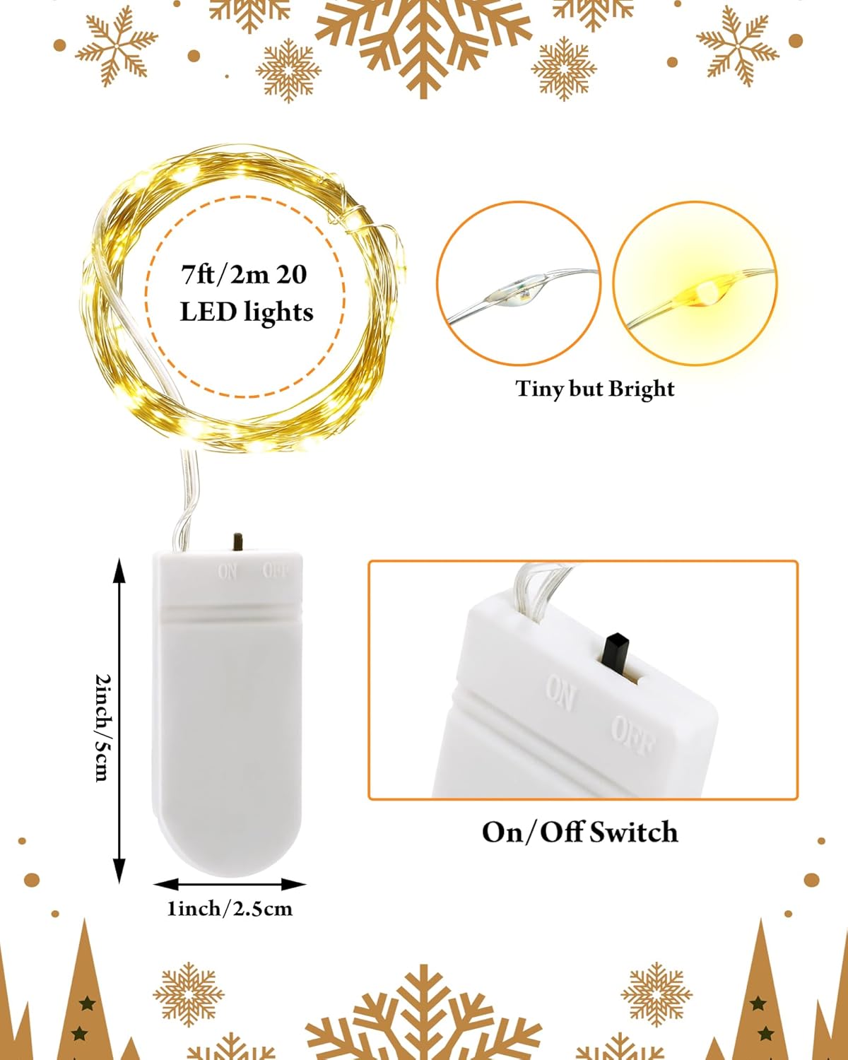 7ft 20 Fairy Lights Battery Operated [3 Styles], LED String Bulk Waterproof for Christmas Mason Jars Wedding Engagement Party Decorations Table Centerpiece(Warm,50 Pack) Warm -
