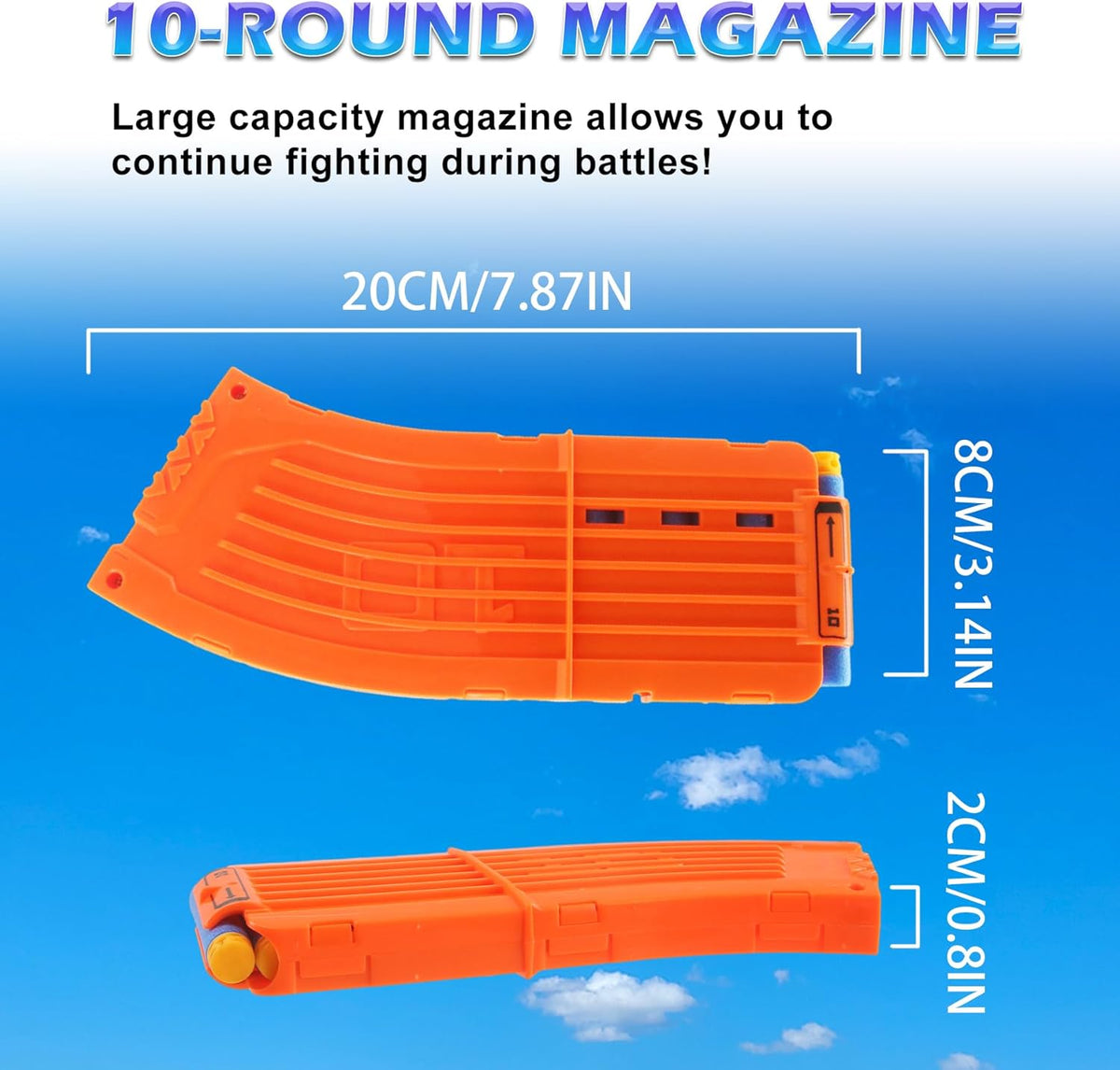 10 Darts Curved Magazine Quick Reload Clip Compatible for Nerf Elite (Orange, 2Pcs) 2pcs Orange
