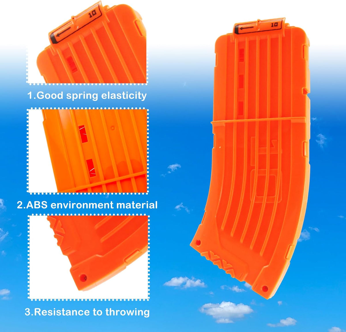 10 Darts Curved Magazine Quick Reload Clip Compatible for Nerf Elite (Orange, 2Pcs) 2pcs Orange