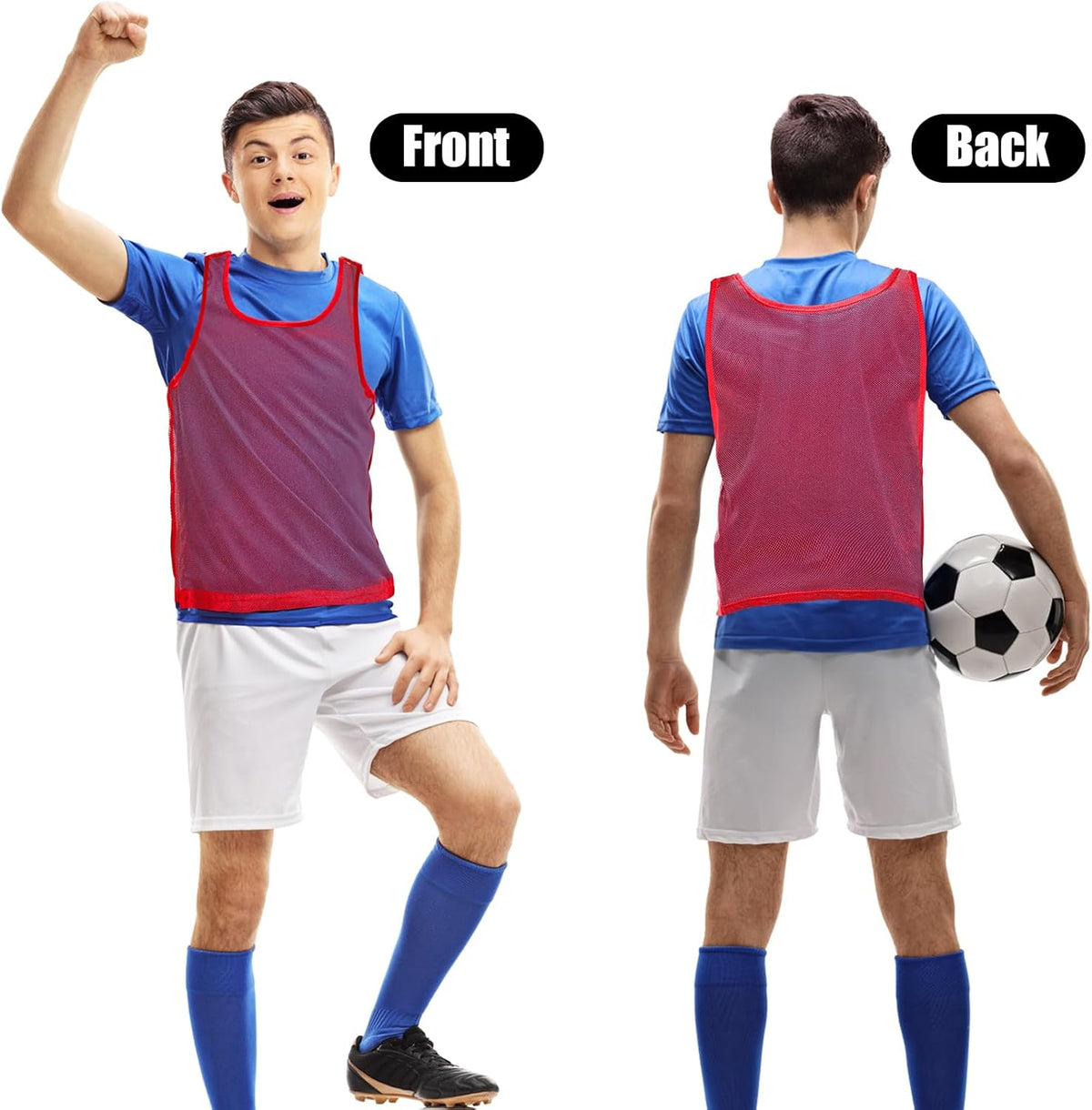 18 Packs Youth Team Pinnies, Kids Scrimmage Training Vest, Pennies, Jerseys Mesh Practice Vests for Basketball, Soccer, Football, Volleyball, 3 Colors