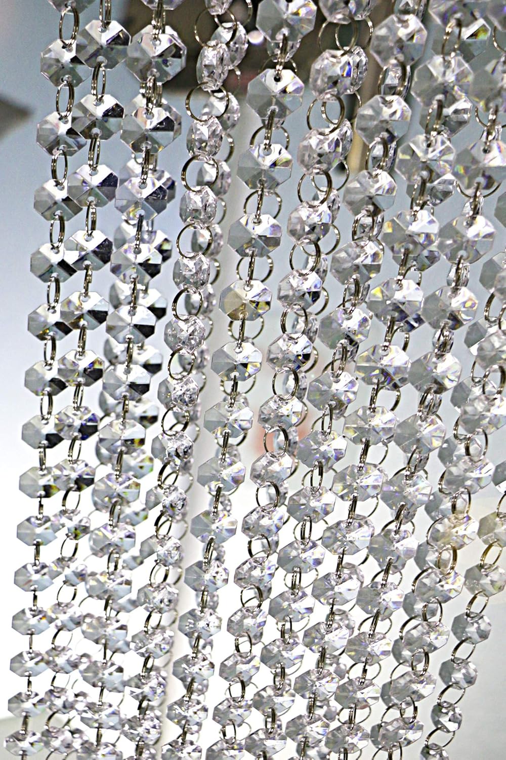 Crystal bead necklace - Crystal garland string - Pendant light - Gemstone bead necklace - 14 mm - Clear - Octagonal prism diamond string decoration - For weddings - Parties - Christmas tree decoration